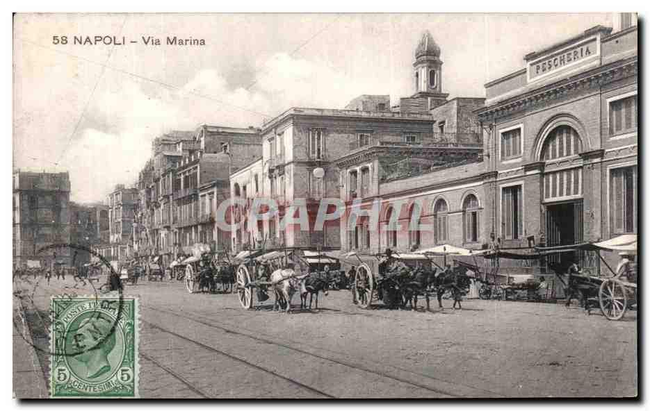 CPA Napoli Via Marina Attelage de boeufs