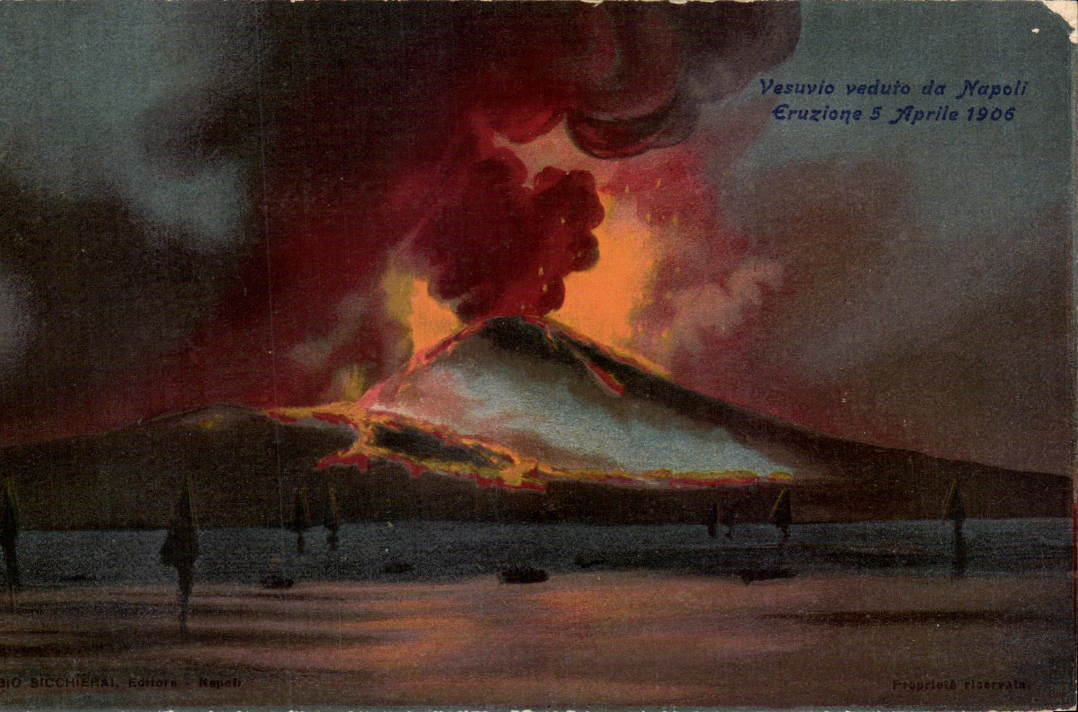 CPA Vesuvio Veduto Du Napoli Eruzione 5 april 1906