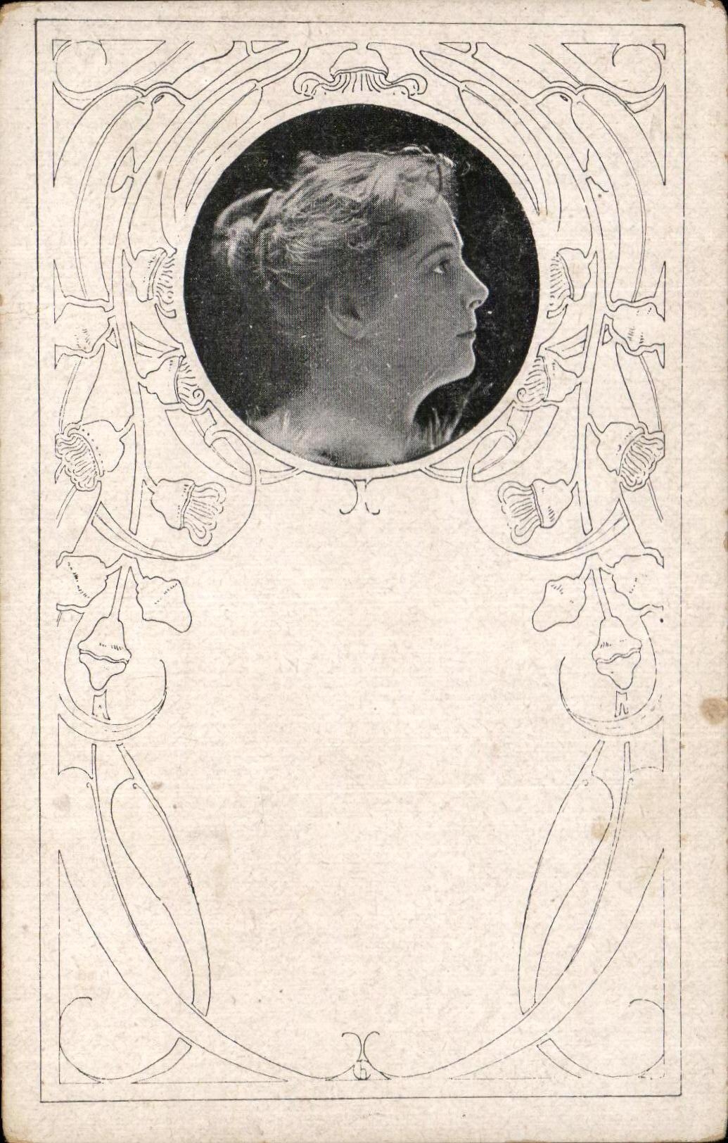 Portrait de femme — style Art Nouveau — carte postale intérieure