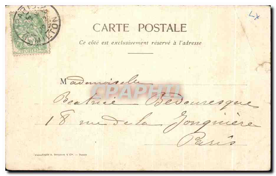 Femme en dentelle — publicité pour Point Dalenccon — éditeur Point Dalenccon — Verso