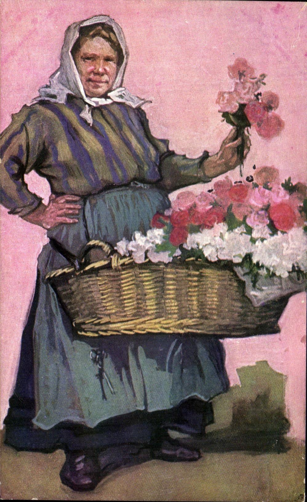 Woman with Flowers — Vienna — M. M. Vienna, No. 673