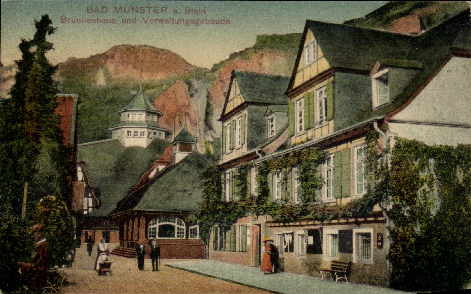 Bad Münster a. Stein — Brunnenhaus und Verwaltungsgebäude — éditeur non identifié, n° de série non visible