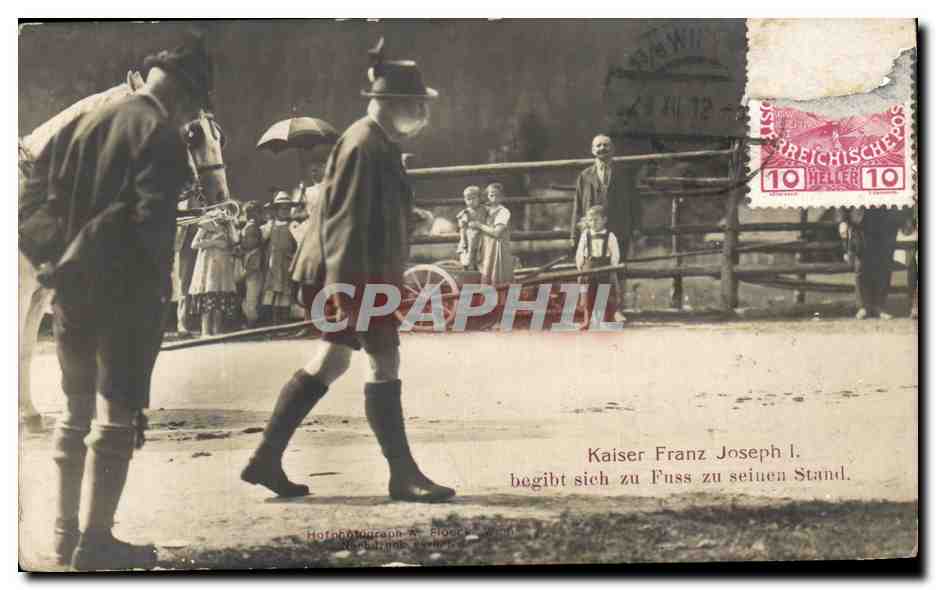 Kaiser Franz Joseph I. — geht zu Fuß zu seinem Stand — Hofphotograph A. Böger, Wien