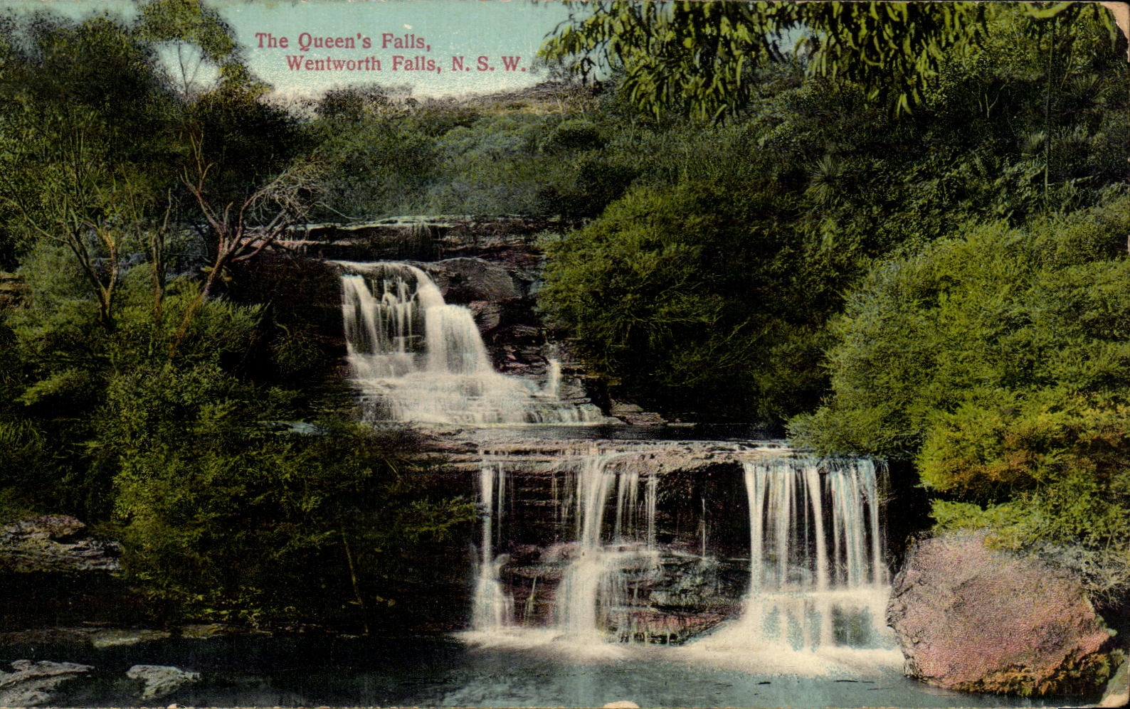 CPA The Queen's Falls Wentworth Falls Australie