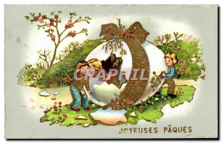 CPA Enfants Joyeuses Paques Oeuf 