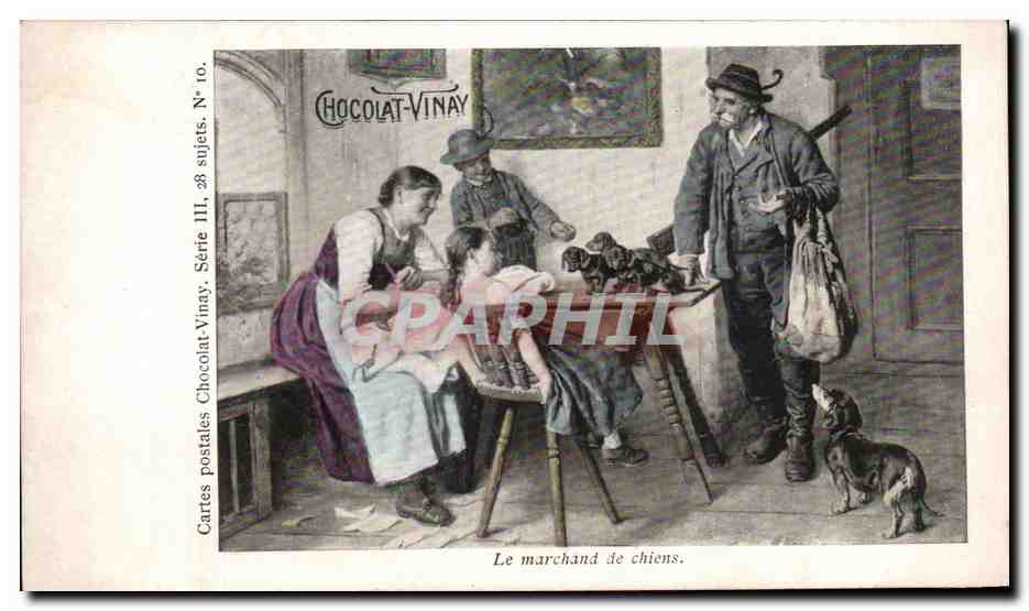 Le marchand de chiens — Chocolat-Vinay, Série III, N° 10