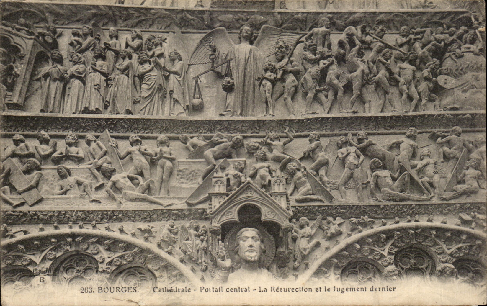 CPA Bourges Cathedrale Poltail Central La Resurection Et La Jugement