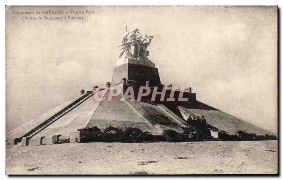CPA Nonument De Navarin Vue De Face Route de Sommepy a Souain Militaria