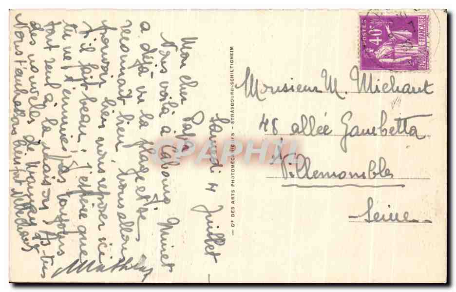 Cabourg — Villas sur la digue — CF DES ARTS PHOTOGRAPHIQUES - STRASBOURG-SCHILTIGHEIM — Verso