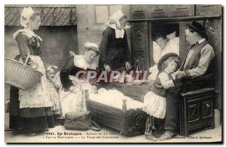 CPA En Bretagne Autour Du Lir Clos Fest Ar Commeres La Visite Des Commeres Folklore Costume