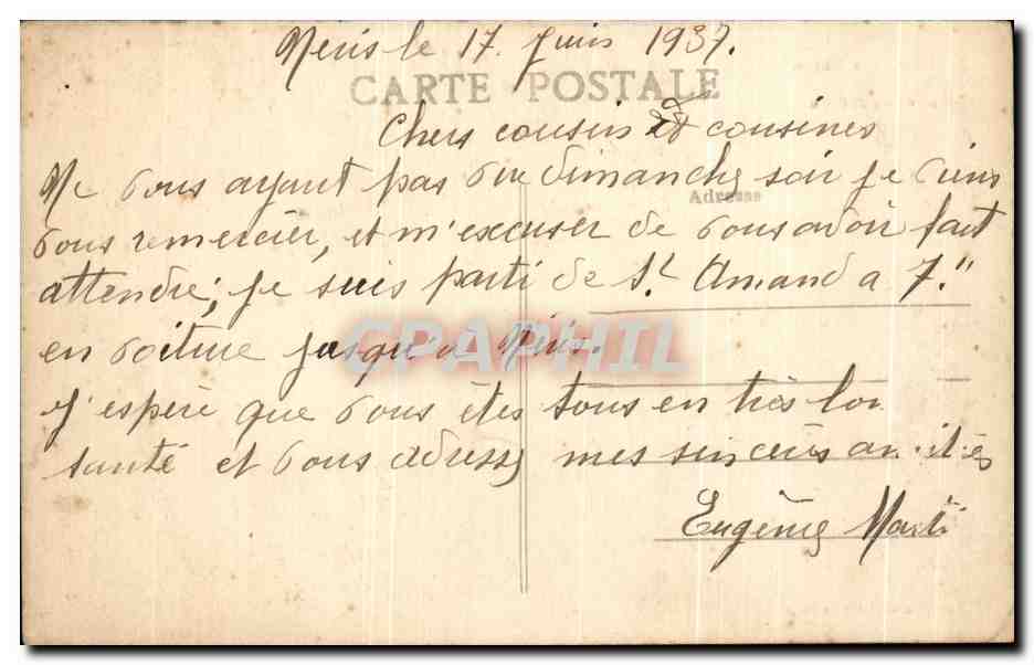 CPA Neris Les Bains Entree Du Theatre — Verso