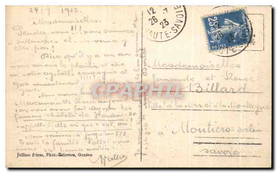Chamonix - Mer de Glace et Gare du Montenvers — J.J. 8825 — Rückseite