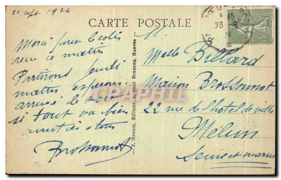 CPA Noirmoutier Bois de la Chaize L'Anse Rouge — Back