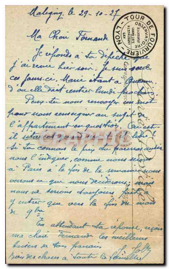 LYON. — Place Carnot, Le Monument de la République et la Gare de Perrache — Selecta, n° 497 — Verso