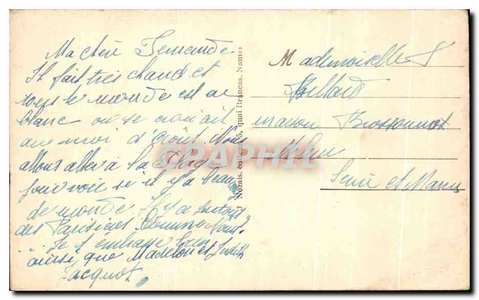 CPA Prefailles Les Rochers de la Plage Maris Stella — Rückseite