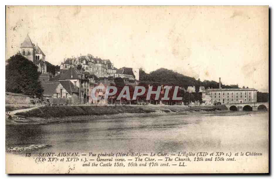 CPA Saint Aignan Vue generale Le Cher L'Eglise et le Chateau