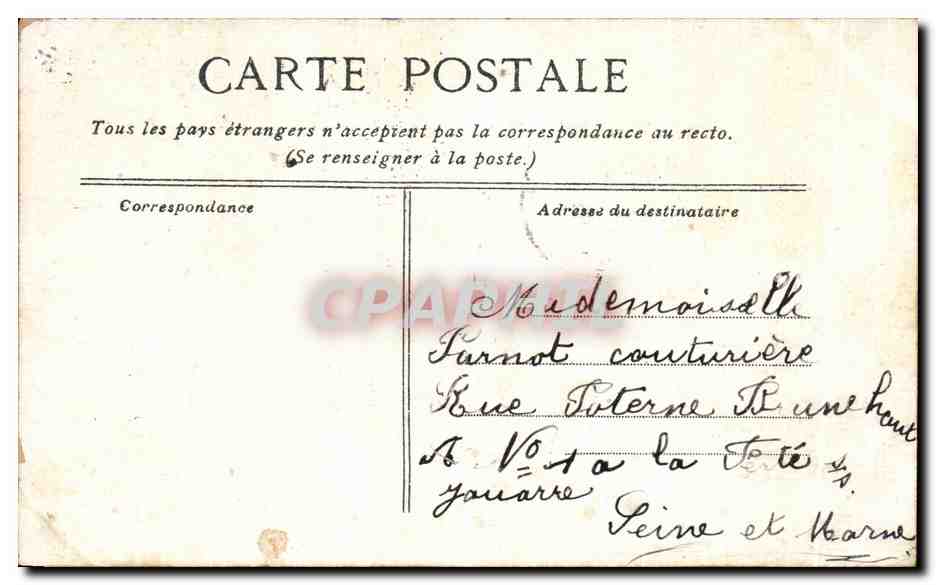 CPA Cannes La Croisette — Verso
