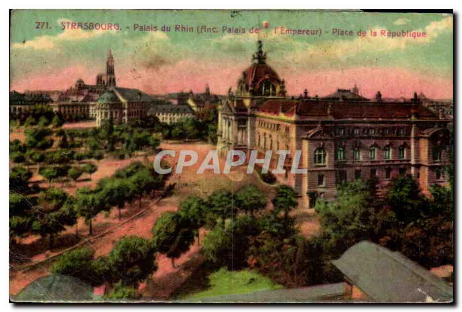 CPA Strasbourg Palais du Rhim Place de la Republique