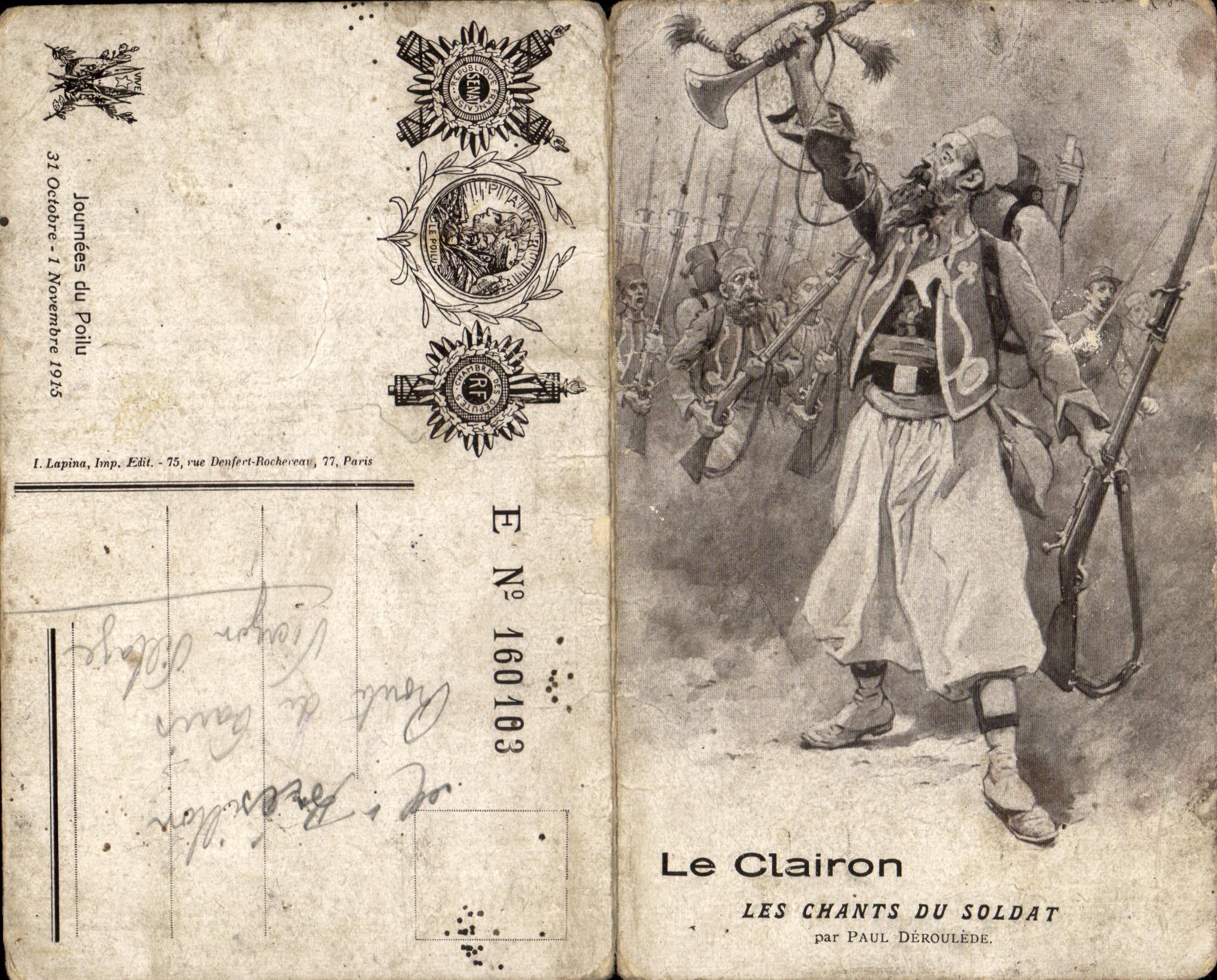 CPA Le Clairon Les Chants Du Soldat par Paul Deroulede Militaria 