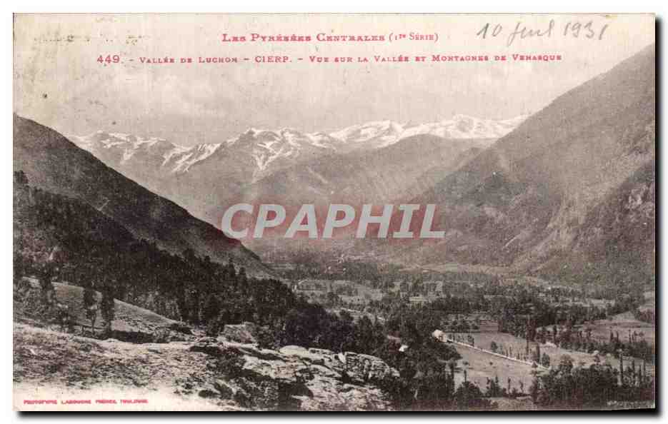 Tal von Luchon — Blick auf das Tal und die Berge von Verbarque — Fotografie Labonne Frères Toulouse