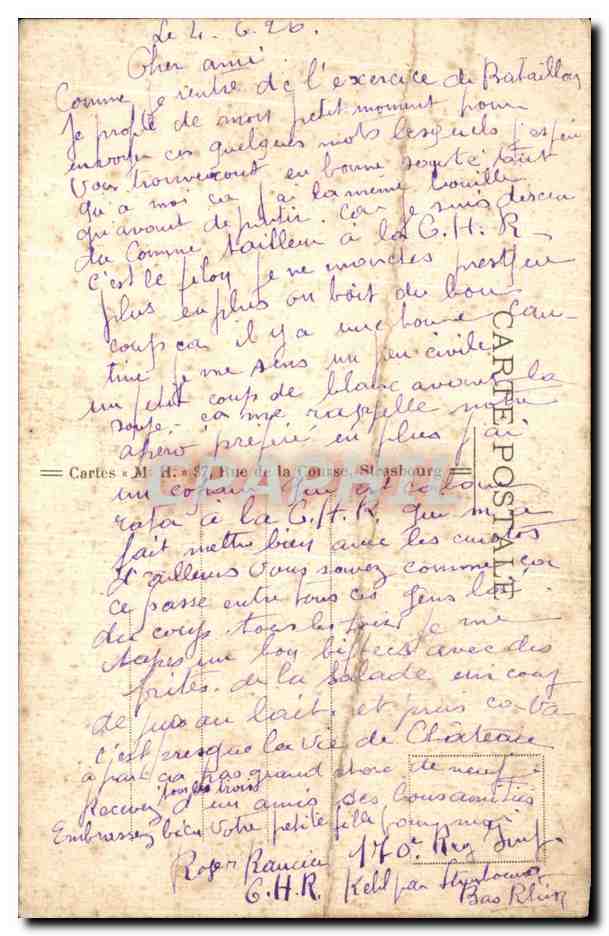 CPA Strasbourg Nid De Cigognes — Rückseite