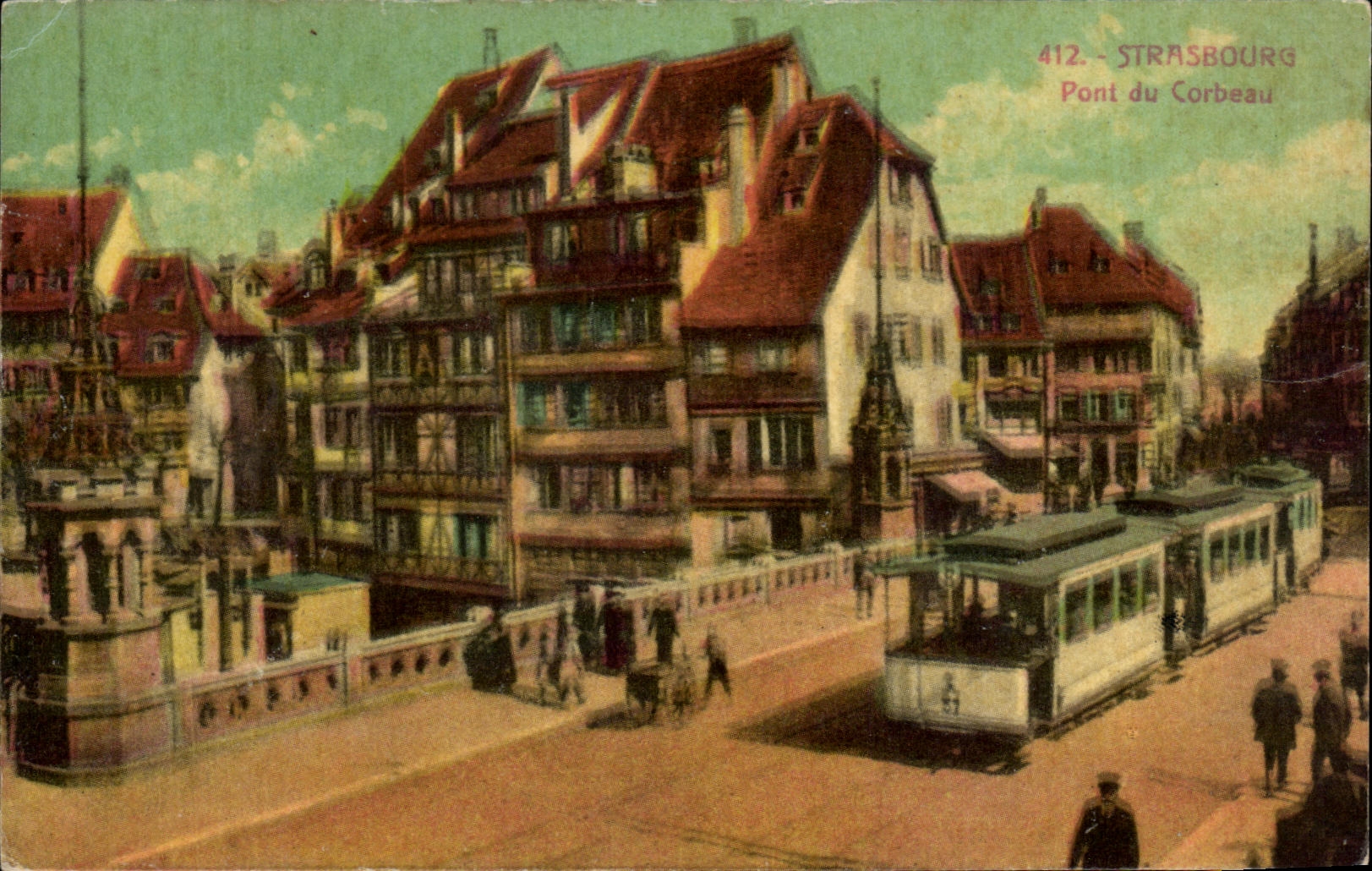 CPA Strasbourg Pont Du Corbeau Tramway