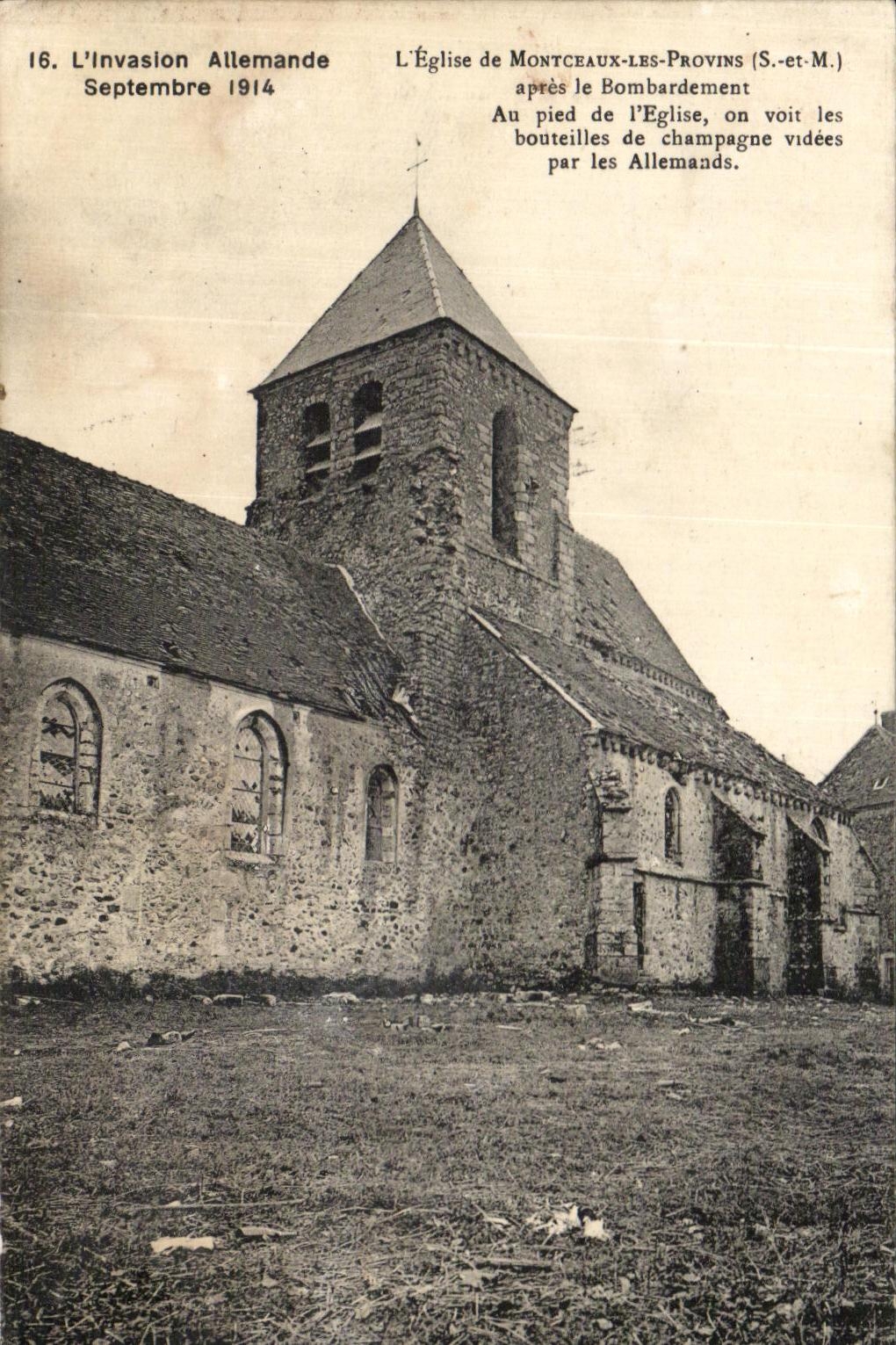 CPA L'Eglise De Montceaux Les Provins Apres Le Bombardement