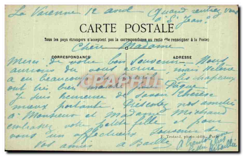 CPA La Varenne Les Bords De La Marne — Rückseite