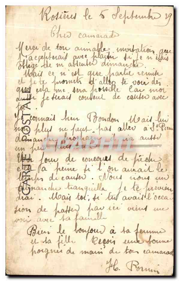 CPA Rosieres L'Hotel Bon Accueil — Rückseite