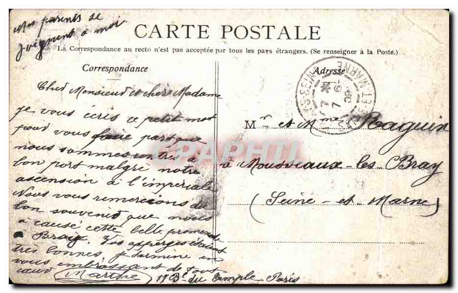 CPA Paris Le Sacre Coeur Montmartre — Rückseite