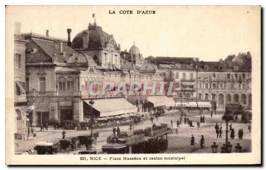 CPA Nice Place Massena et Casino Municipal Tramway