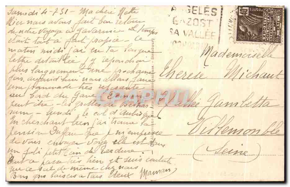Argelès-Gazost (Hautes-Pyrénées) — Villa Duffau, pension familiale — n°16 — Verso