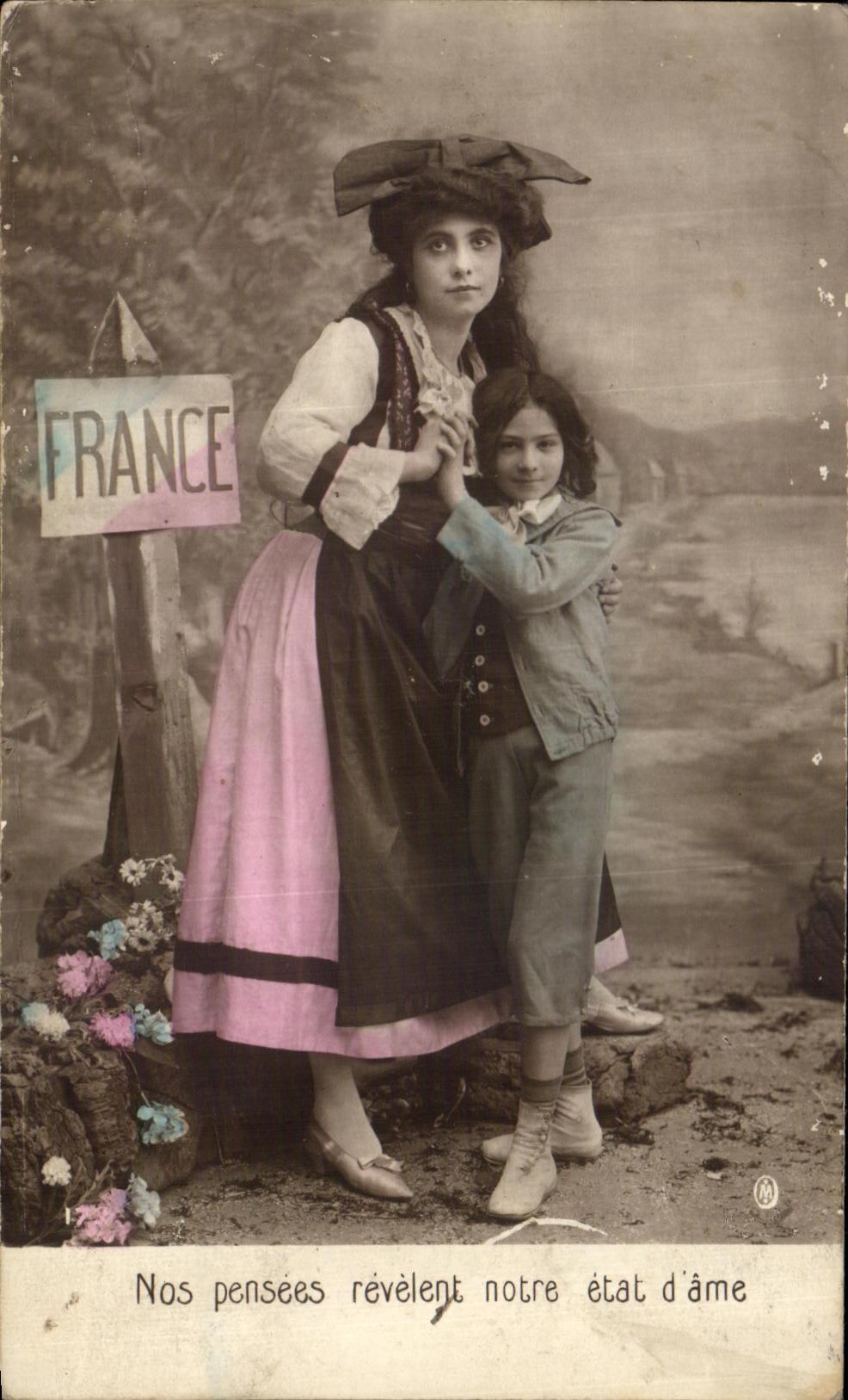 CPA Fantaisie Enfant Femme Alsace