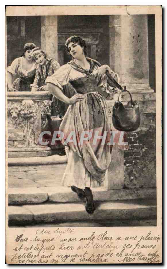 Femme en costume traditionnel — scène de rue — éditeur non identifié, n° de série non visible