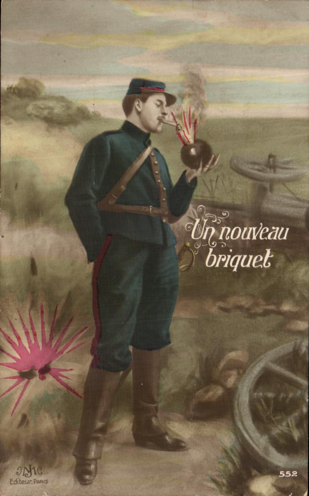 CPA Un Nouveau briquet Militaria