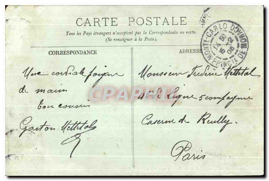 CPA Monte Carlo Le Tir Aux Pigeons Et Le Casino — Rückseite