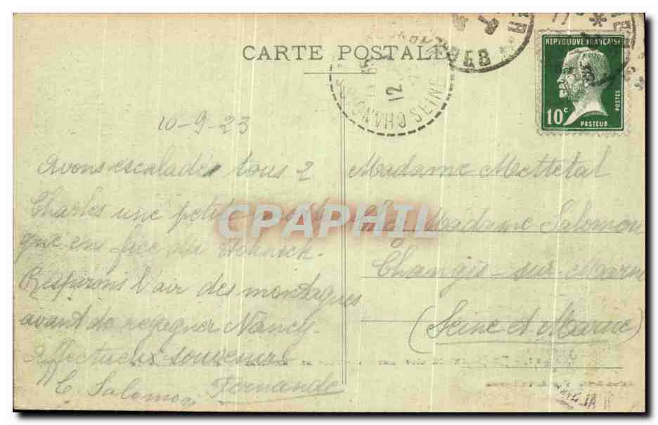 CPA Le Hohneck Plus De Frontiere — Rückseite