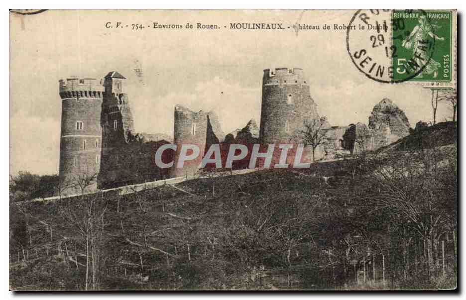 CPA Environs De Rouen Moulineaux Chateau De Robert Le diable
