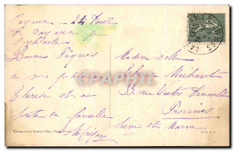 CPA Fantaisie Enfants Oeufs Paques  — Rückseite