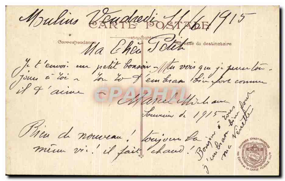 CPA Castenau Joffre Pau Militaria  — Rückseite
