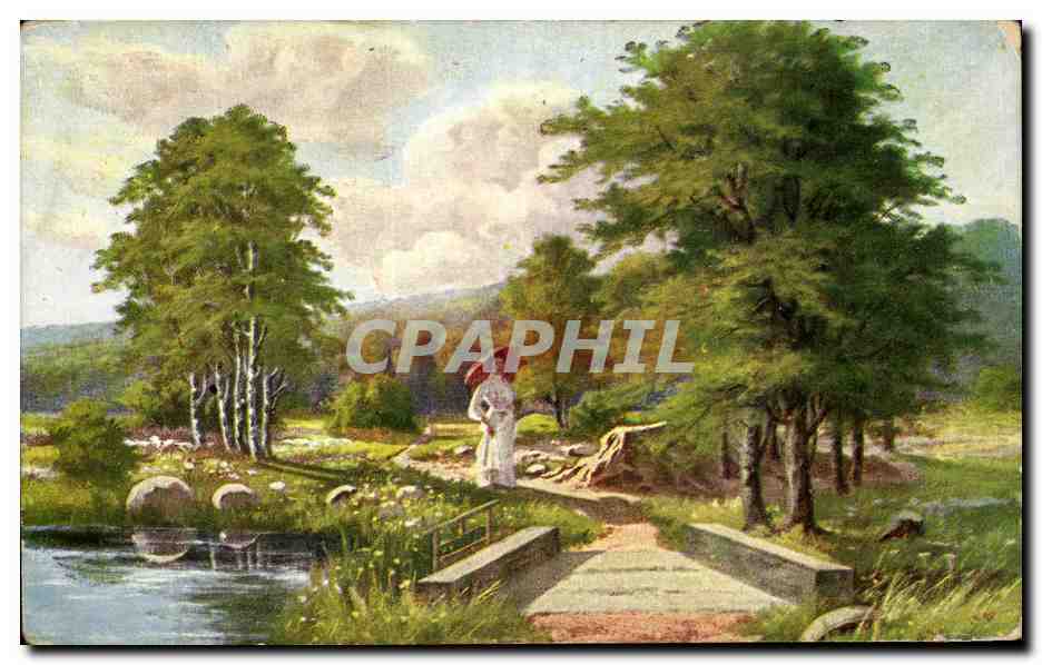 CPA fantaisie Femme au bord de l'eau