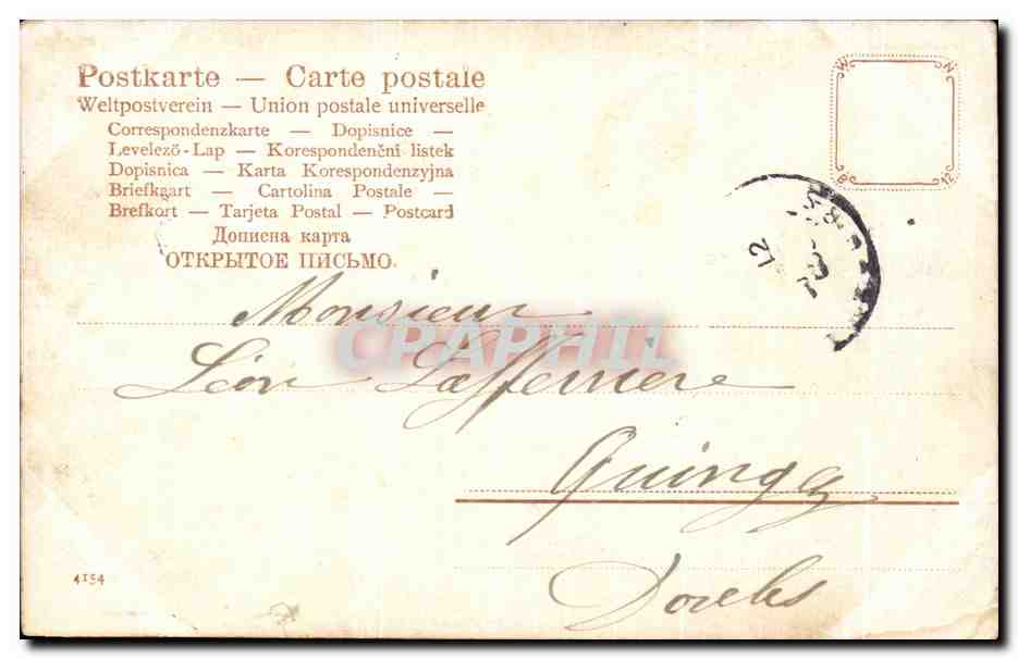 CPA Fantaisie Femme Enfant Chat  — Verso