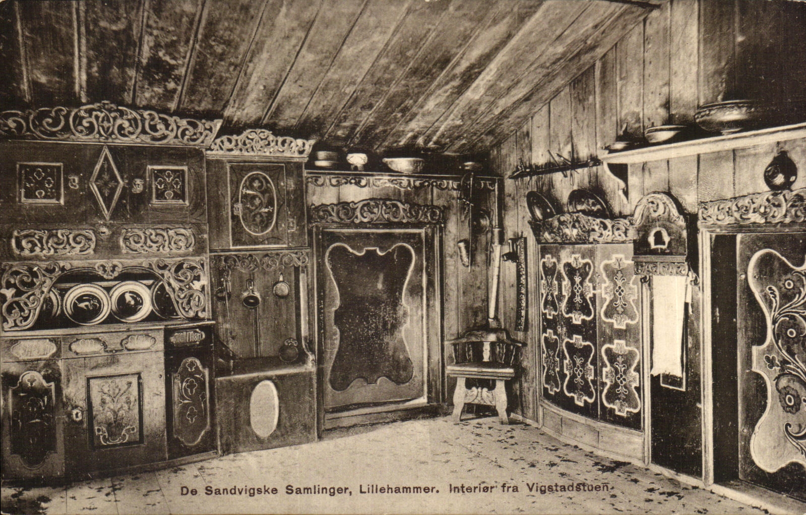 CPA De Sandvigske Samlinger Lillehammer Interieur Fra Vigstadstuen Norvege 
