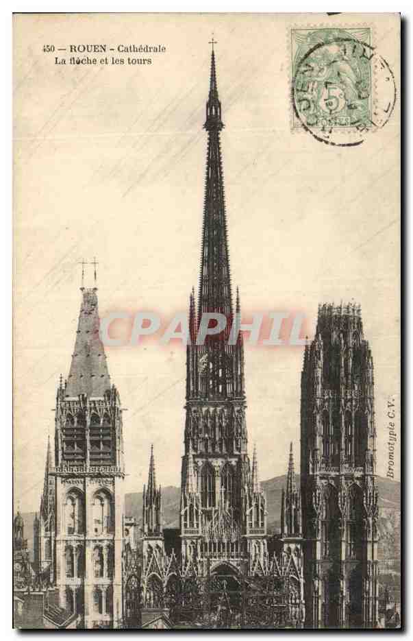 CPA Rouen Cathedrale la Fleche et les tours