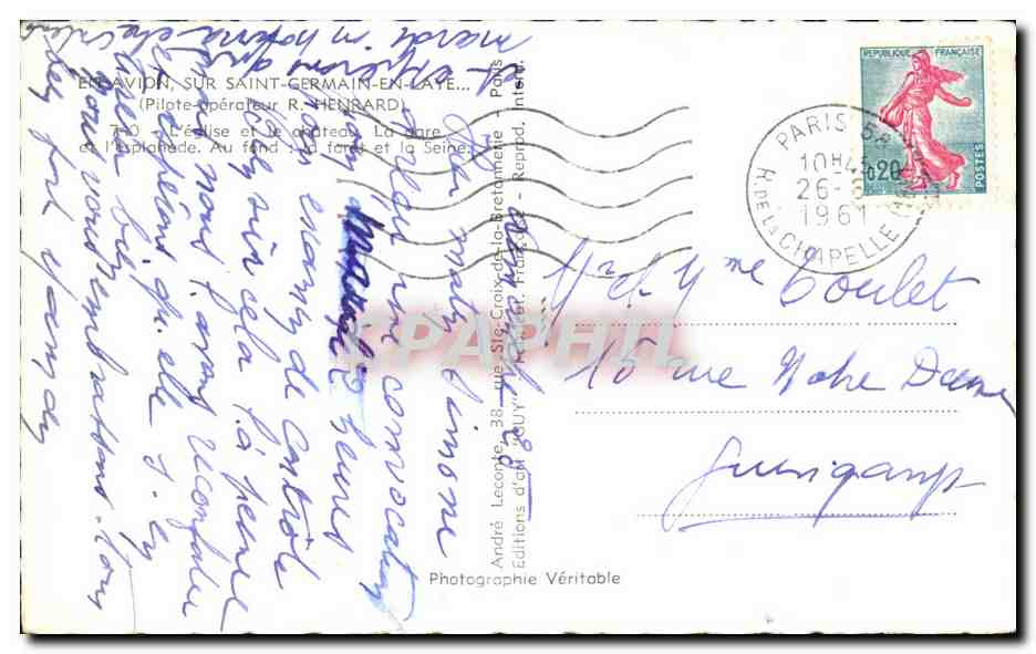 Avion-sur-Saint-Germain-en-Laye — vue aérienne — Éditions Véritable, n° 38 — Verso