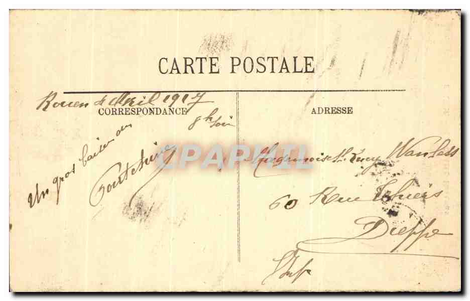 CPA Rouen La Grosse Horloge — Rückseite