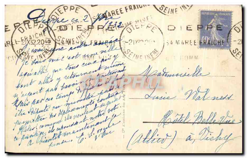 CPA Dieppe Galeries du Casino et Vieux Chateau — Verso