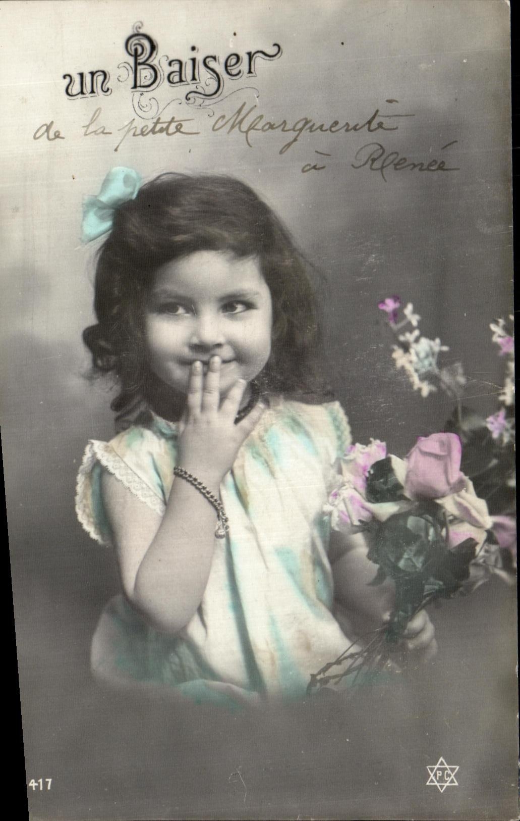 CPA Fantaisie Enfant Un Baiser