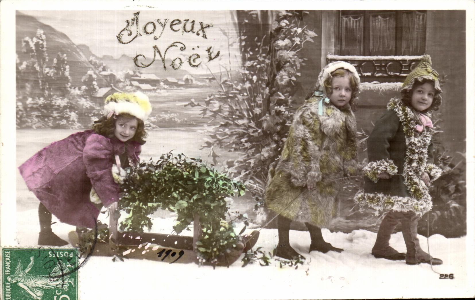 CPA Fantaisie Enfants Noel Luge