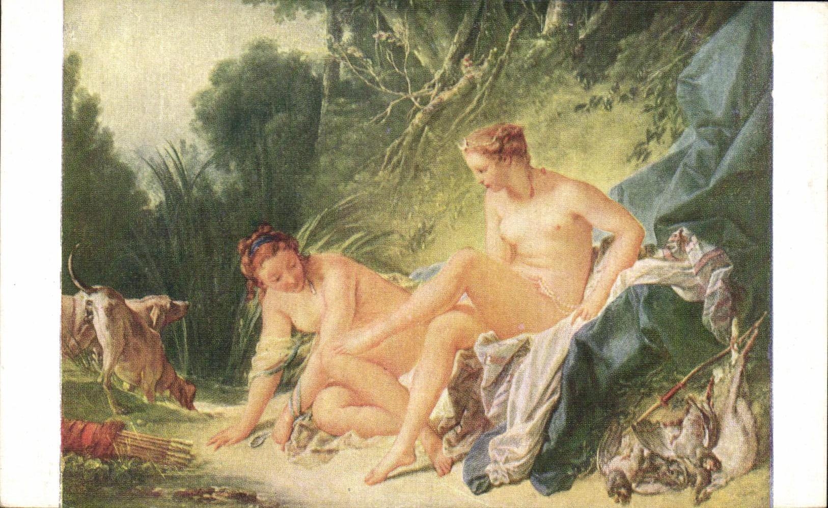CPA Francois Boucher Premier peintre du Roi Diane sortant du bain 